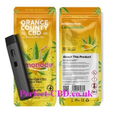 700 this shows the front and back of packaging and the actual device of the Lemonade 700 Puff Disposable Vape Pen 600mg by Orange County