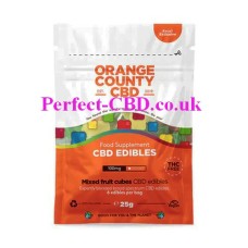the image shows the the bag containing the CBD Gummy Cubes100mg by Orange County