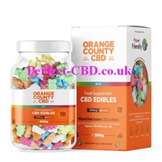 Big bottle and box containing the CBD Gummy Bears Large Tub by Orange County
