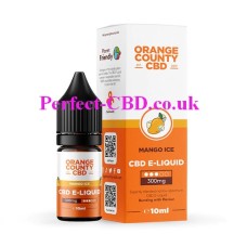 this show the bottle and box you get your Orange County CBD 10ML 300MG E-Liquid Mango Ice in.